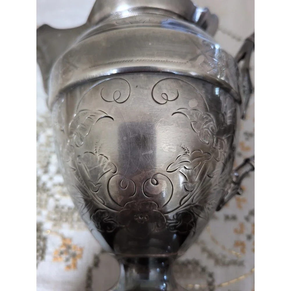 Simpson, Hall Miller Sugar Cream Floral Scrolls Quadruple Silver Plate 1872 Set